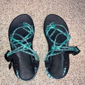Chacos teal and black